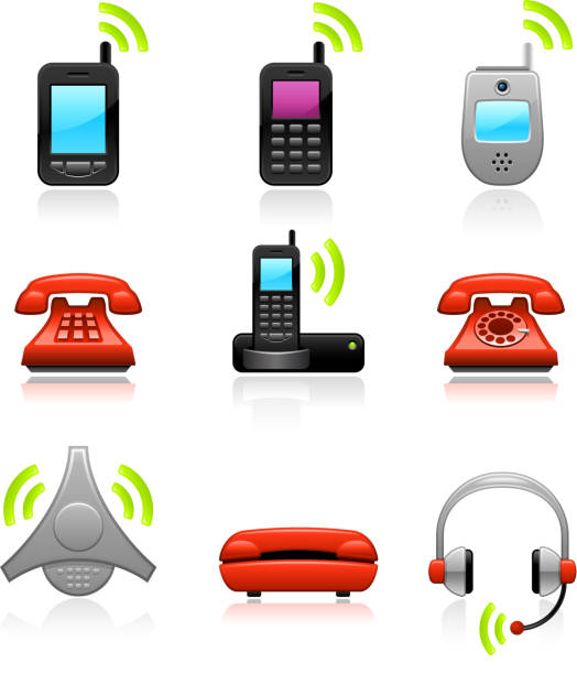 telefon lizenzfreie vektor icon-set - conference phone illustrations stock-grafiken, -clipart, -cartoons und -symbole