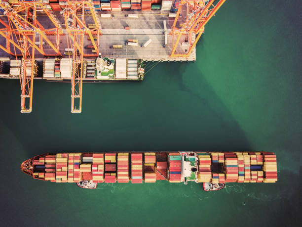 istock Container ship in export and import. International shipping cargo. 1234454729