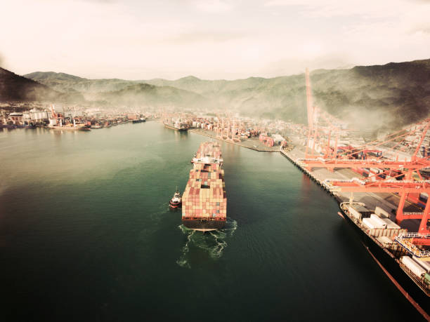 Cargo ships containers freight transportation in port Haifa, Israel