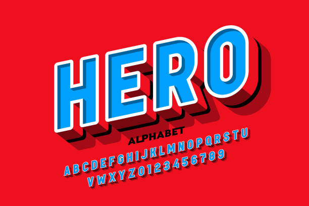 Comics superhero style font Comics superhero style font, alphabet letters and numbers vector illustration large stock illustrations