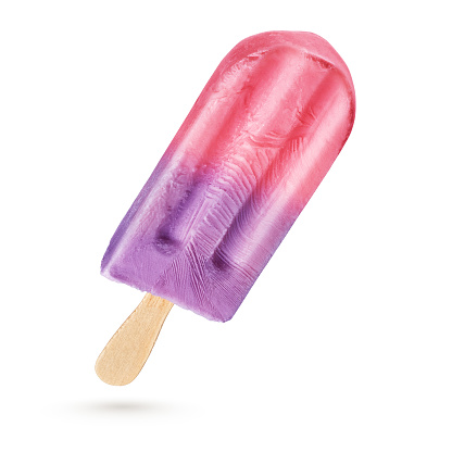 Popsicle. Pink and purple fruit berry ice cream isolated on white background