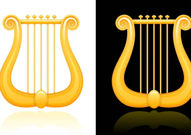 Vector illustration of lyre design on black and white Backgrounds
