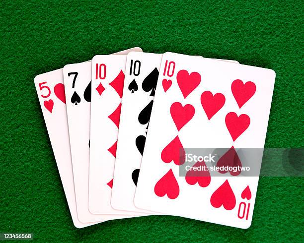 Poker Hand Three Of A Kind Stock Photo - Download Image Now - Black Color, Color Image, Diamonds - Playing Card