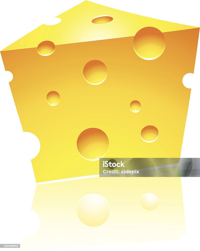 Ser Cheddar z Odbicie - Grafika wektorowa royalty-free (Biały)