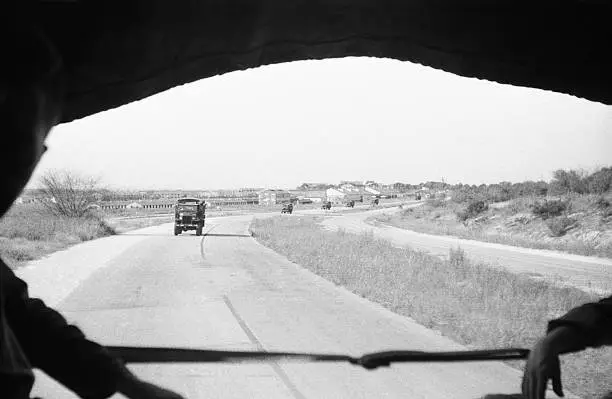 Photo of military convoy 1949