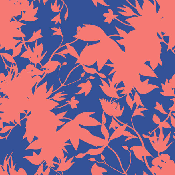 플라워 실루엣 이음새 있는 패턴 - floral pattern flower abstract art stock illustrations