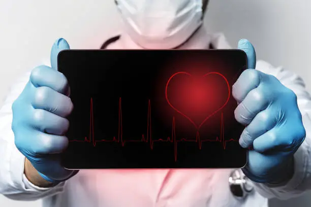 Photo of Tablet PC with a heartbeat rhythm on the display