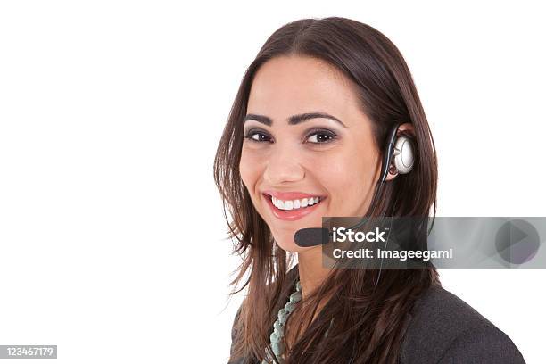 A Happy Customer Service Representative Wearing A Headset Stock Photo - Download Image Now