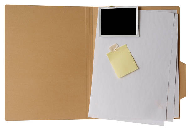 istock Isolated shot of opened brown file folder on white background 123469319