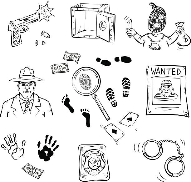 ilustraciones, imágenes clip art, dibujos animados e iconos de stock de la delincuencia pisos - golden handcuffs