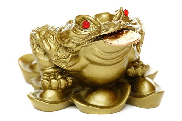 istock Feng Shui frog sitting on money. 123471536
