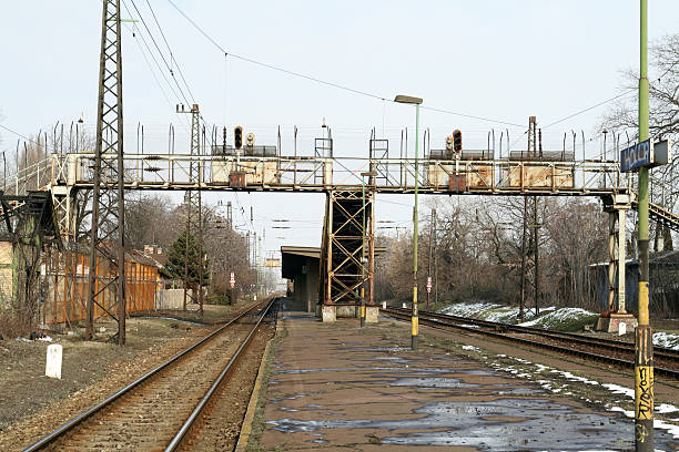 Railroad station stock photo