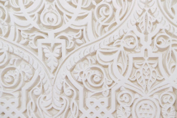 istock Handmade traditional arabic ornament carved on the cement white wall 1234733196