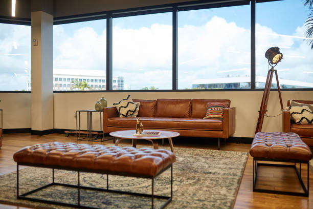 istock Modern Corporate Office Lobby with View 1234776238