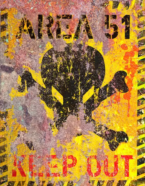 Area fifty one, area 51 sign. Grungy warning sign, vector illustratiom