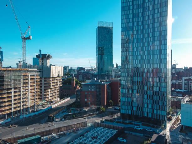 istock Manchester City Centre Drone Aerial View Above Building Work Sky 1234825463