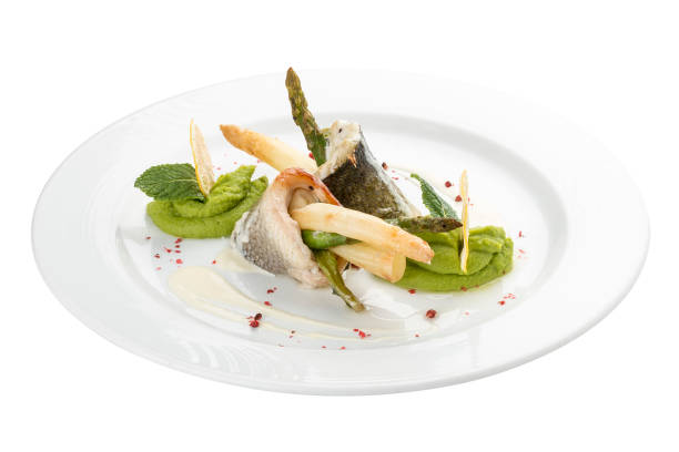 istock Fish fillet with asparagus. On a white background 1234841418
