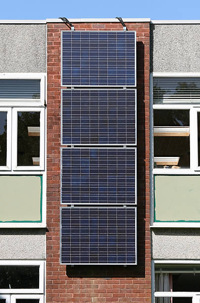 istock Photoelectric solar energy panels on office building 123485335