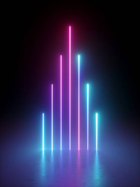 istock 3d rendering of vertical glowing lines isolated on black background. Neon light rays. Abstract minimal geometric design. Virtual reality futuristic graphics. Ultraviolet spectrum. 1234907959
