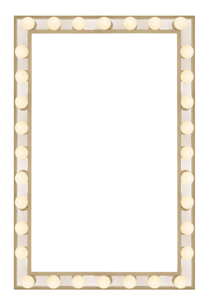 movie marque border XXL space to drop in your movie poster or play poster. Isolate on a white background. theatre mirror stock pictures, royalty-free photos & images