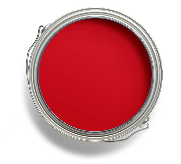 red paint can stock photo