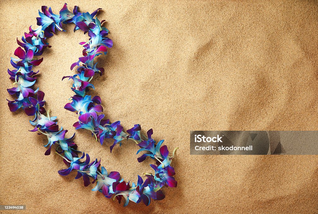 Hawaiano azul lei en la playa - Foto de stock de Luau libre de derechos