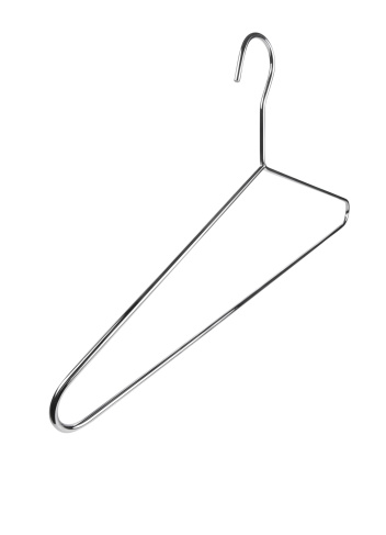 Set with different empty hangers on white background