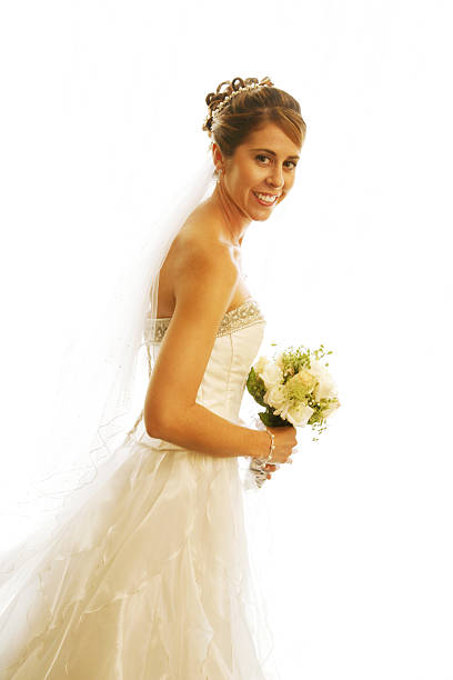 istock Bride in white wedding dress 123495705