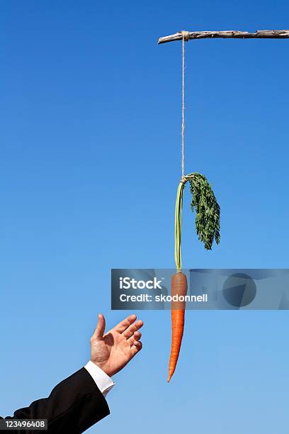 Dangling A Carrot Foto de stock y más banco de imágenes de Alcanzar - Alcanzar, Alimento, Azul