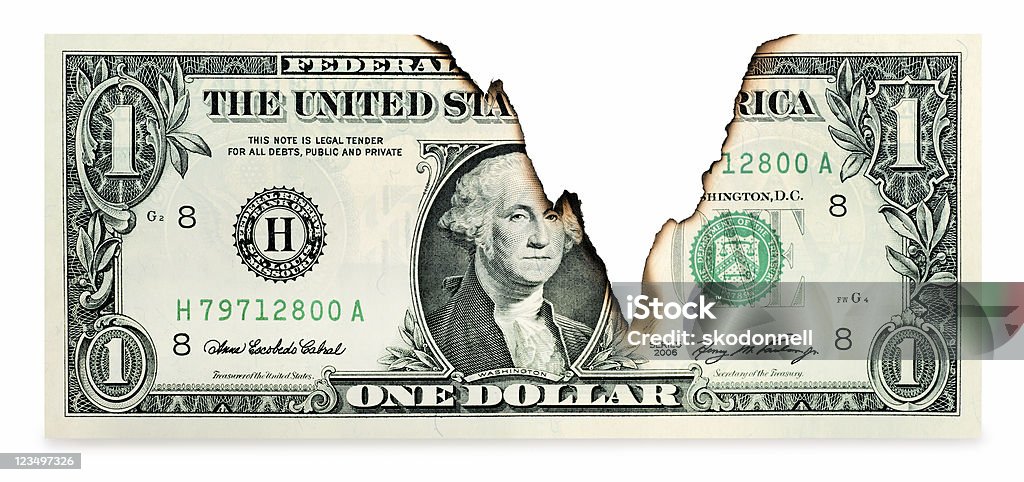 Fallende USA. Dollar - Lizenzfrei Verbrannt Stock-Foto