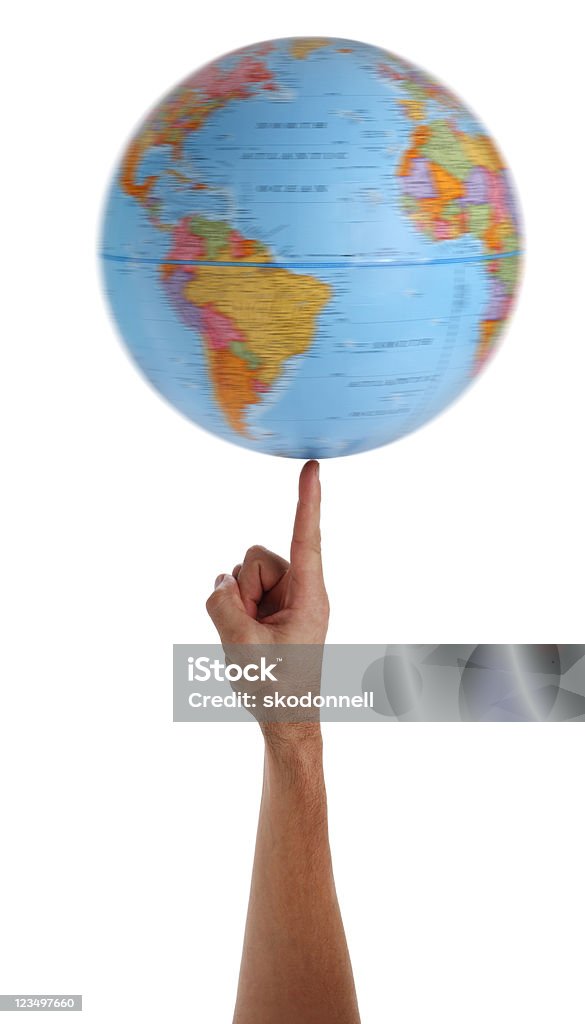 Mundo globo girar no Dedo - Royalty-free Abraçar Árvore Foto de stock
