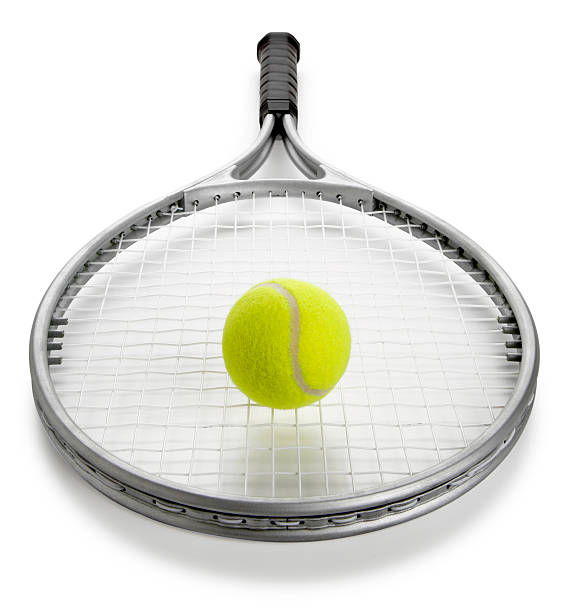 raquete de ténis e bola - tennis ball tennis racket tennis vertical imagens e fotografias de stock