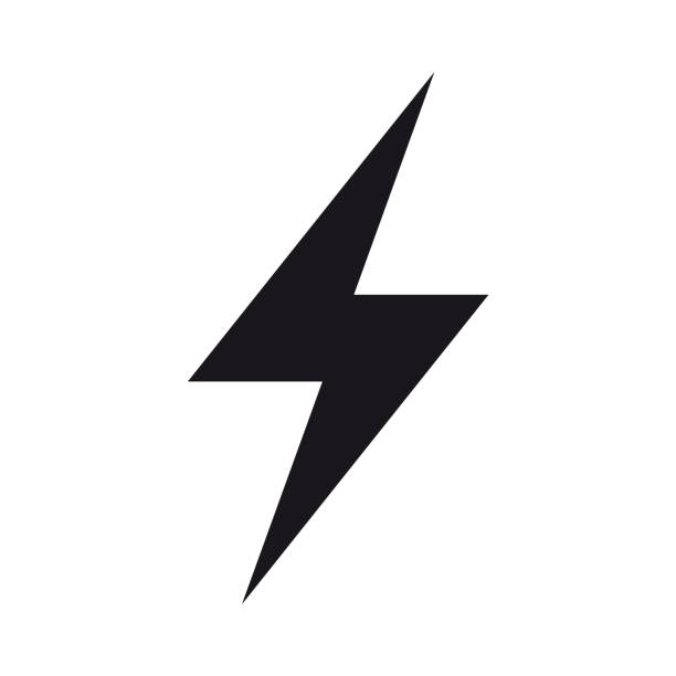 Energy, electricity, power icon Thunderbolt, lightning zigzag simple black and white icon fuel and power generation stock illustrations