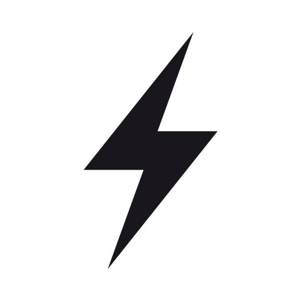 Energy, electricity, power icon Thunderbolt, lightning zigzag simple black and white icon spirit stock illustrations