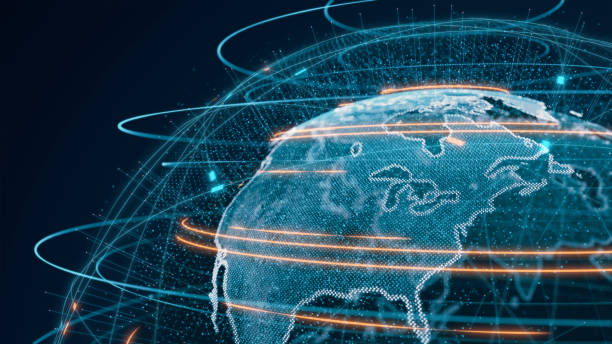 istock Futuristic connections around the earth planet 1234999341