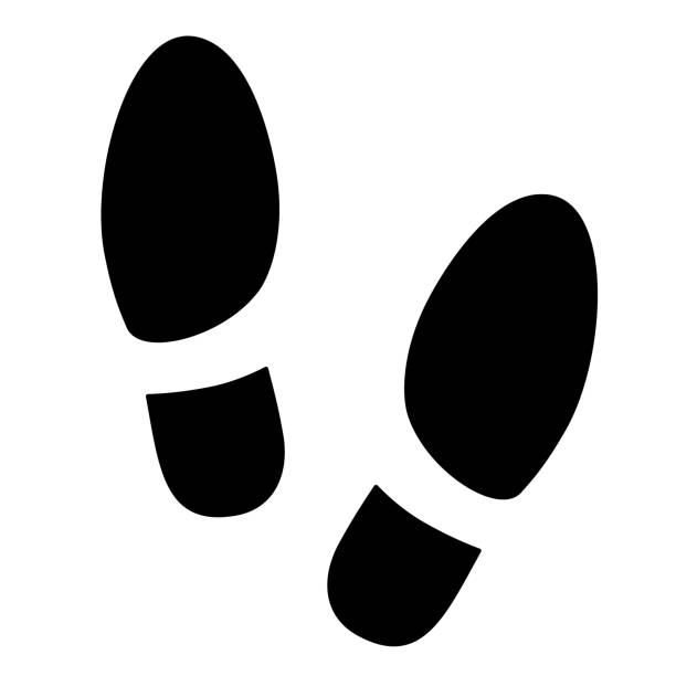 ilustrações de stock, clip art, desenhos animados e ícones de shoe footprint icon. - pegadas