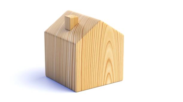 istock Wooden house isolated on white background 1235002432
