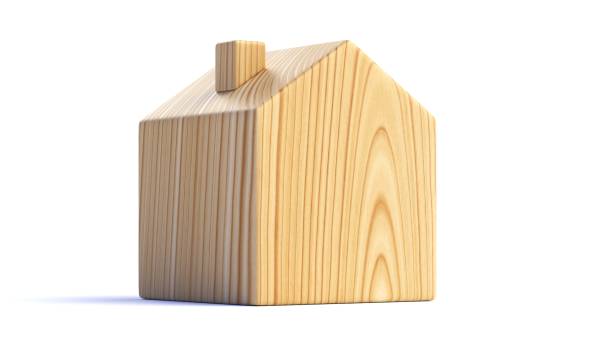 Wooden house isolated on white background