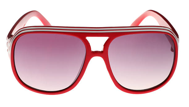 istock Red Seventies Style Sunglasses on White 123500518