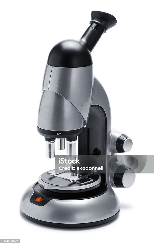 Microscope Silver Color Silver Microscope Isolated On White Stock Photo - Download Image Now ...