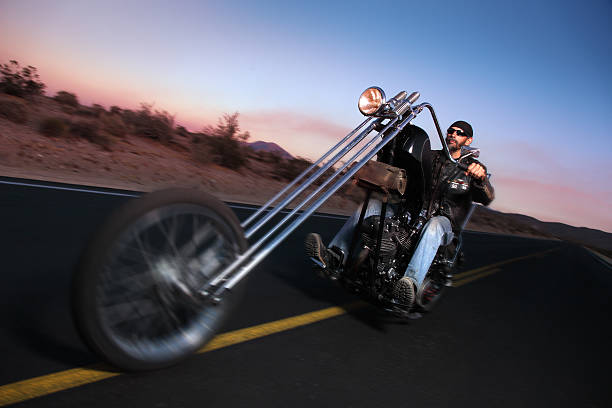 istock Riding a Chopper Motorcycle in the Desert 123500579