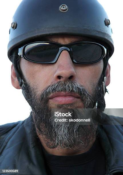 Nahaufnahme Von Motorradbikerjacke Stockfoto und mehr Bilder von Menschliches Gesicht - Menschliches Gesicht, Motorradfahrer, Alt