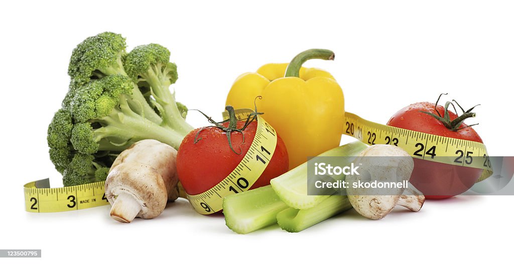 Gesunde Speisen mit einem Maßband - Lizenzfrei Gemüse Stock-Foto