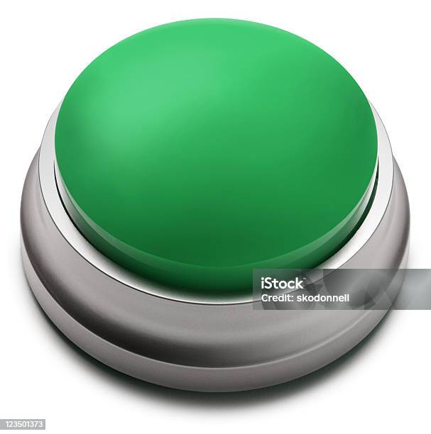 Botón Verde Aislado En Blanco Foto de stock y más banco de imágenes de Botón pulsador - Botón pulsador, Facilidad, Conservación del ambiente