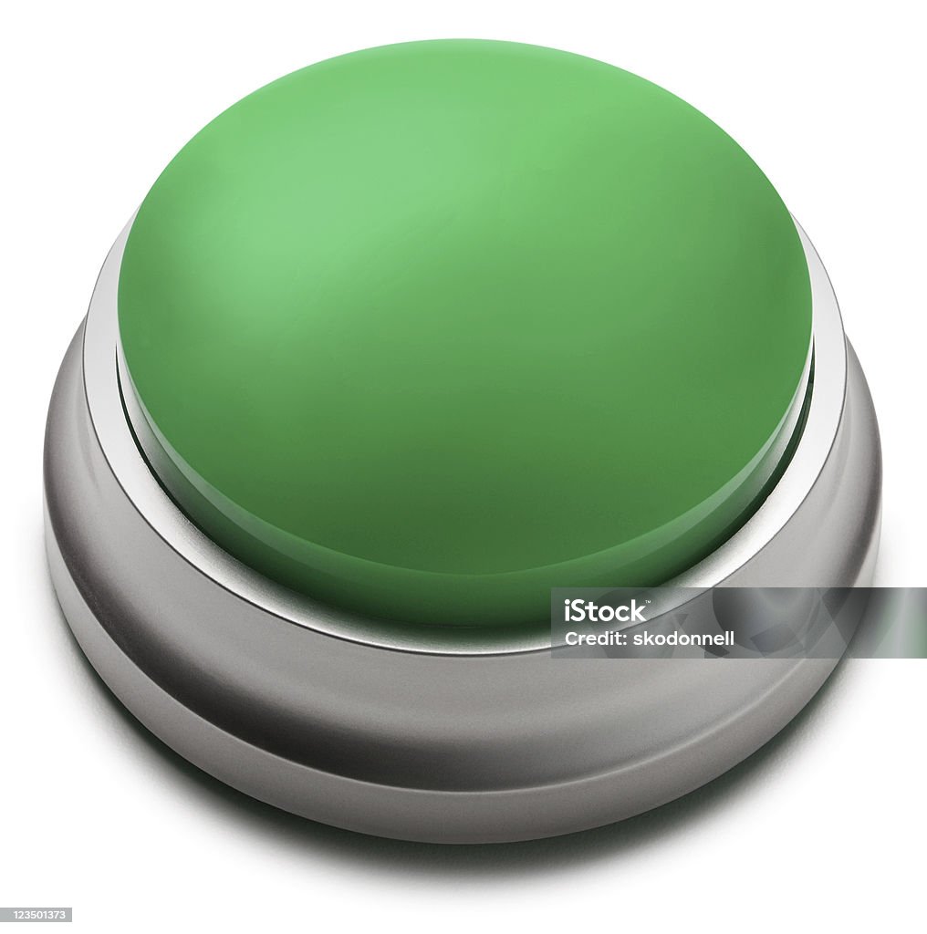 Зеленая кнопка изолированных на белом - Стоковые фото Кнопка для нажатия роялти-фри
