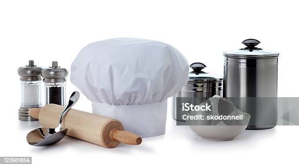 Cozinhar Isolado No Branco Stock - Fotografias de stock e mais imagens de Arranjo - Arranjo, Branco, Chapéu