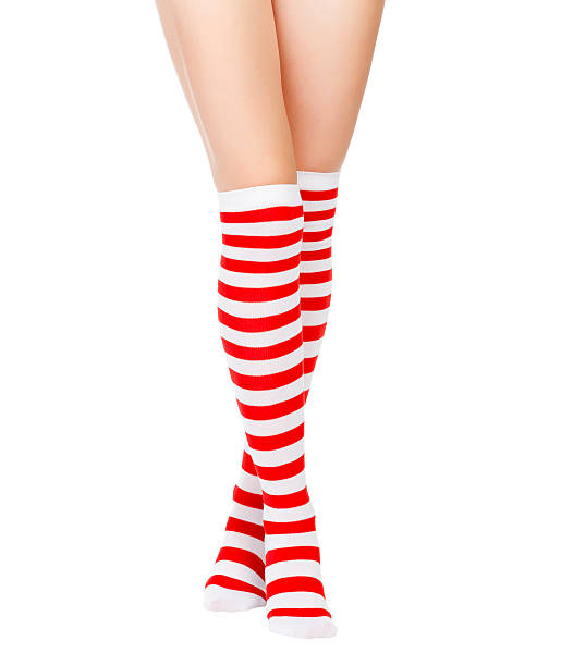 istock woman legs in color red socks 123503348