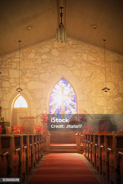 Backlit Stained Glass Window Chapel Stock Photo - Download Image Now - Church, Indoors, USA