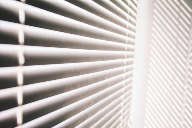 istock Modern plastic Shutter Jalousie in a room with sunlight 1235056427