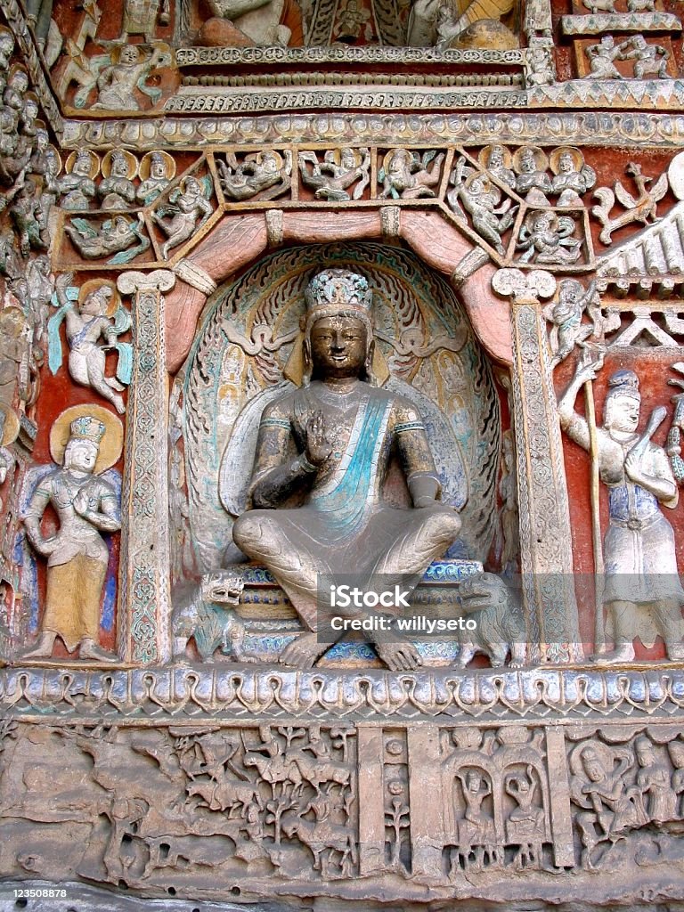 Buddhistische stone Skulptur - Lizenzfrei Buddha Stock-Foto